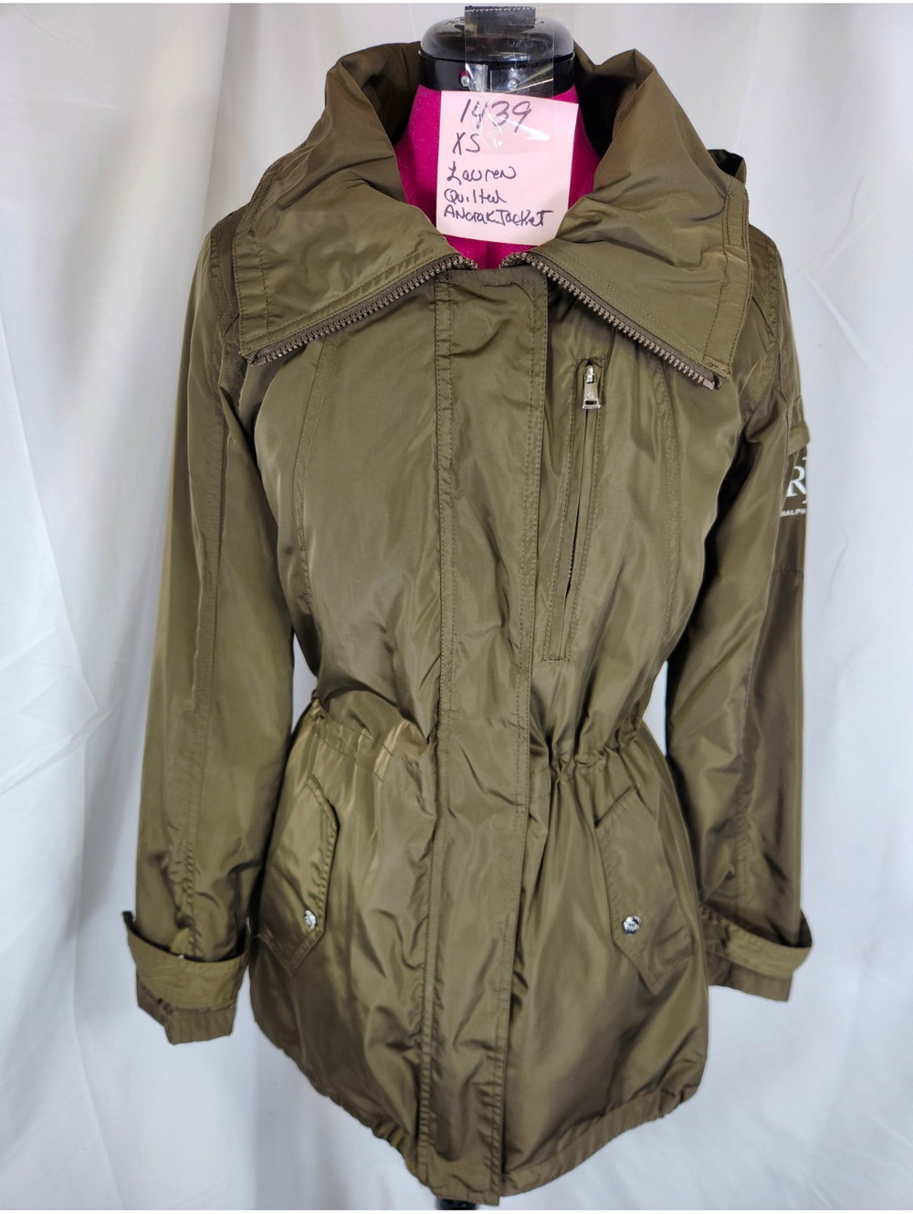 Lauren Ralph Lauren NWOT Tan Quilted Utility Anorak Jacket Coat Size Xs